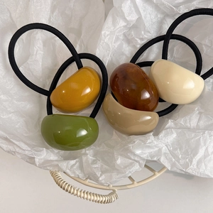 French Style Geometric Resin Hair Tie Retro Minimalist Elastic Hair Band For Women Simple Headrope Hair Accessories