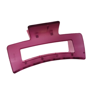 Matte rose red rectangle hair claw clip with cutout design for thick hair
