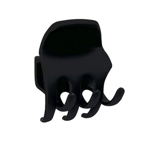 Minimalist black small hair claw clip for high ponytail styling on white background
