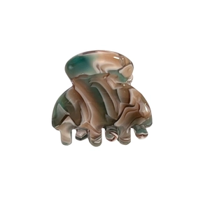 Small acetate hair claw clip with vintage dark green marble texture for women