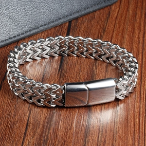 Men's Stainless Steel Braided Cowhide Leather Bracelet Multi-layer Double-row Punk Industrial Wristband Biker Jewelry Accessories Gift