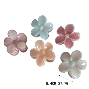 8.4cm floral jelly hair clips set in five translucent colors for summer hairstyles
