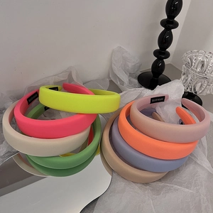 Serre-tête en Éponge Épaissie de Couleur Unie Style Coréen Mode Haut du Crâne Bandeau Cheveux Macaron Doux pour Femmes