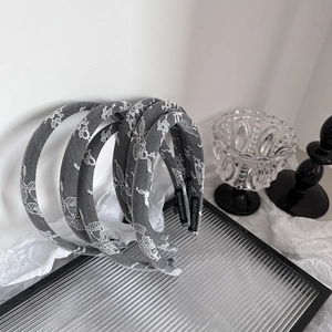 Retro Lace Fabric Wrapped Hair Hoop Elegant Flower Embroidery Sponge Headband For Women Handmade Fashion Hair Accessories