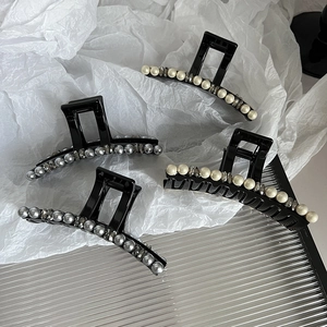 Elegante Pinza Per Capelli In Resina Acrilica Con Decorazione In Künstliche Perle Sintetiche Strass Molletta Per Capelli Per Donna