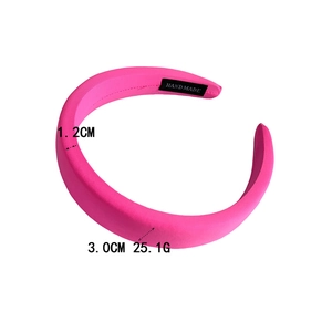 Bright rose pink sponge headband for women, handmade thick fabric padded hair accessory