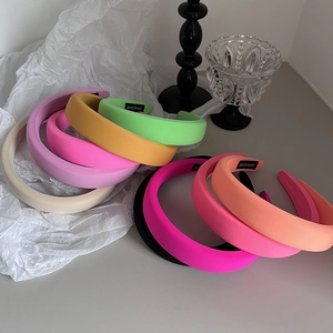 Korean Style Padded Sponge Headband For Women Colorful High Skull Top Hair Band Handmade Fabric Hair Hoop Hair Accessories