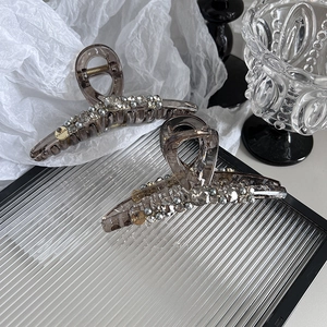 Grande Pince à Cheveux en Résine PC avec Strass et Künstliche Perles Élégante Pince Requin Accessoires de Coiffure pour Femmes Quotidien