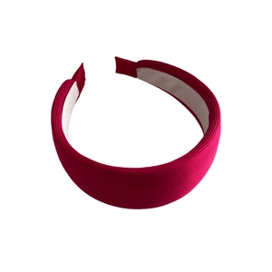 Cerchietto imbottito rosso rosa in tessuto spesso con design a coste per donna