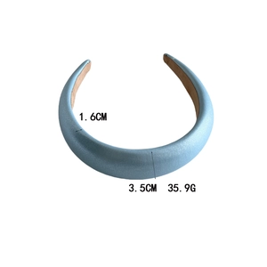 Chic light blue padded headband with premium leather texture and 1.6cm thick high crown