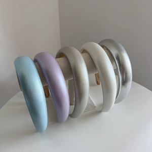 Women Padded Sponge Headband High Top Metallic PU Leather Thickened Hair Band Fashion Hair Hoop Commuting Hair Accessories