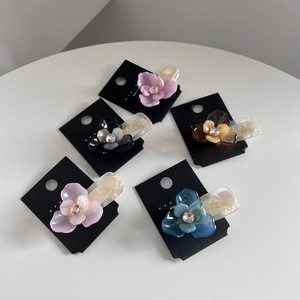 Fermaglio per Capelli Stile Coreano Con Fiore in Resina 3D e Strass Lega Becco d'Anatra per Donna Accessori per Capelli