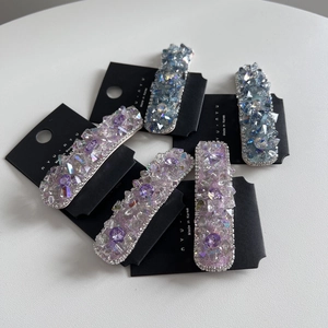 Lussuoso Fermaglio per Capelli Rettangolare in Cristallo Artificiale e Strass per Donna Lega Clip Laterale Accessori Moda
