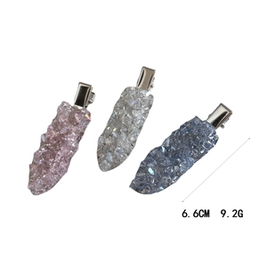 Three crystal duckbill hair clips in pink white and blue set of minimalist hairpins