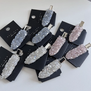 Korean Style Synthetic Crystal Crushed Stone Duckbill Hair Clip Elegant Non-Marking Fringe Clip Alloy Headwear For Women Girls