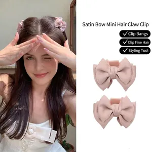 Women Satin Fabric Bow Hair Claw Clip Sweet Korean Style Elegant Small Hairpins Handmade Fashion Hair Accessories