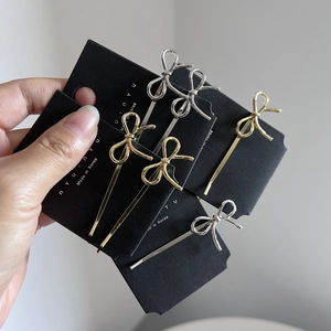 Sweet Korean Style Metal Bowknot Hair Clips For Women Elegant Alloy Side Fringe Bobby Pins Gold Silver Hair Accessories
