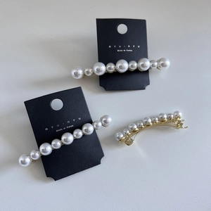 Trois barrettes à cheveux de style coréen avec perles élégantes et base en métal doré