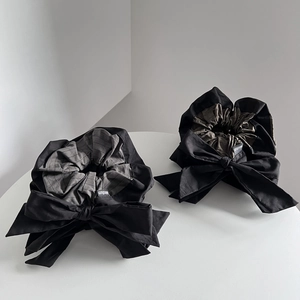Korean Style Oversized Bowknot Scrunchie Patchwork Striped Cloth Hair Tie Ponytail Holder For Women Fashion Hair Accessory