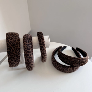 Cerchietto Imbottito in Spugna con Stampa Leopardata da Donna Fascia per Capelli Larga in Velluto Vintage Cerchietto Spesso Fatto a Mano