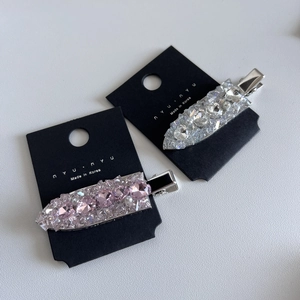 Ensemble de barrettes à cheveux en strass étincelants avec perles sur base argent