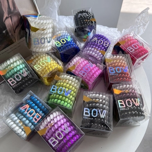High Elasticity TPU Spiral Telephone Wire Hair Ties Gradient Colors Fashionable Hair Rope Set Independent Boxed Jewelry Hair Accessories