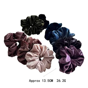 Set of large velvet hair scrunchies in autumn colors, diameter 13.5cm, weight 26.2g
