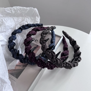 Elegant Polka Dot Fabric Twisted Braided Headband For Women High Top Fashion Hairband With Anti-slip Teeth Handmade Hair Accessories