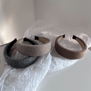 Serre-têtes larges en laine minimalistes en gris foncé, café clair et marron élégant