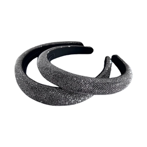 Sparkly rhinestone padded headband set with anti-slip teeth and black sponge base