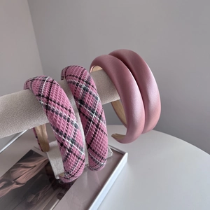 Lot de serre-têtes rembourrés en tweed rose et satin au style français élégant