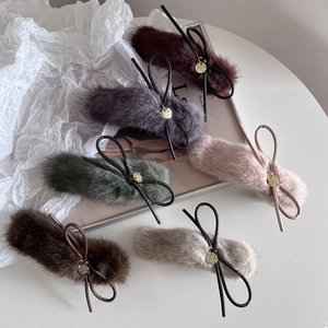 Pince à Cheveux Nœud en Peluche à la Mode pour Femme Style Coréen Épingle à Cheveux Automne Hiver en Fausse Fourrure
