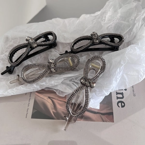 Pince à Cheveux Nœud Style Coréen Élégant Accessoire de Griffe de Cheveux Incrusté de Strass pour le Coiffage des Femmes