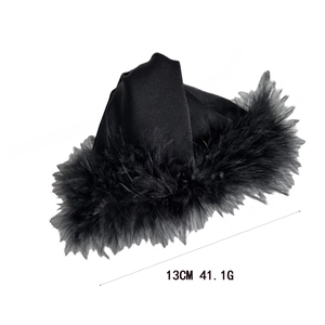 Elegant 13cm black feather shark hair claw clip for women back of head styling