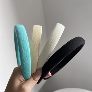 French Style Padded High Top Headband Korean Fabric Sponge Thick Hairband Gentle Cream Color Elegant Hair Accessories For Women