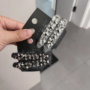Lot de 4 barrettes à cheveux de luxe style français en maille avec strass tchèques