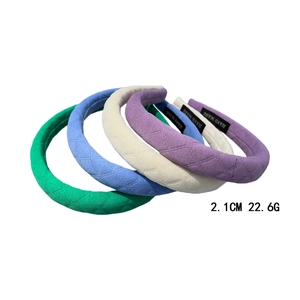 Chic plaid fabric padded headbands in four colors featuring a high-crown knitted design