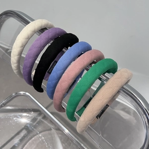 Korean Style Padded Fabric Headband With Rhombus Quilted Pattern Sweet High Skull Top Hair Band For Women Daily Hair Accessories