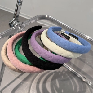 Chic multi-color checkered sponge headbands with diamond pattern and soft fabric texture