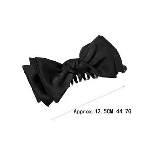 Elegante fermaglio a banana con grande fiocco in raso nero da 12,5 cm e 44,7 g
