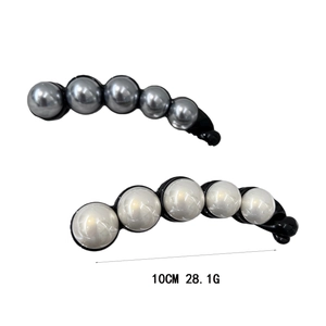 Lot de pinces banane de 10cm avec perles blanches et argentées élégantes pour femme