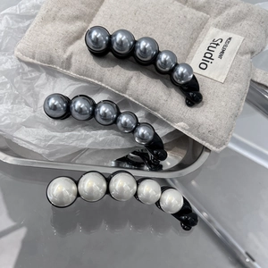 Pince À Cheveux Banane Élégante Avec Künstliche Perles En Acrylique Pour Femme Support De Queue De Cheval Vertical Accessoires Cheveux