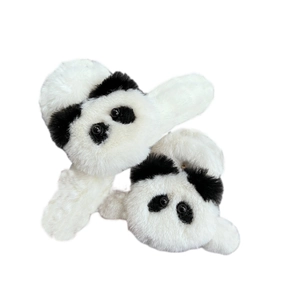 Chaussons panda mignons en peluche douce et design classique noir et blanc élégant