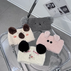 Cute Cartoon Animal Bear Ears Plush Headband Soft Elastic Face Wash Hair Band For Women Girls Daily Hair Accessories