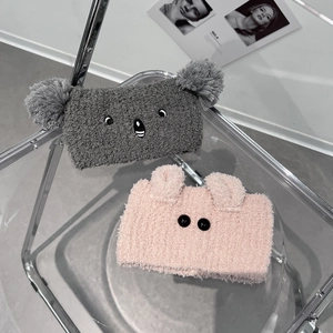 Plush bear ear headband set in grey koala and pink styles for face washing and spa