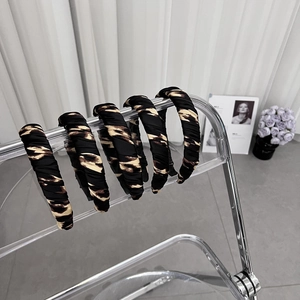 French vintage leopard print fabric headband set with elegant twisted knot design