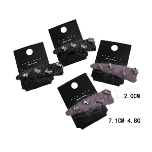 Ensemble de barrettes à cheveux en peluche avec nœud en cristal en gris et violet