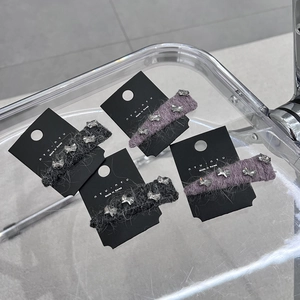 Barrettes à cheveux en laine avec nœuds en cristal sur cartes nyunyu