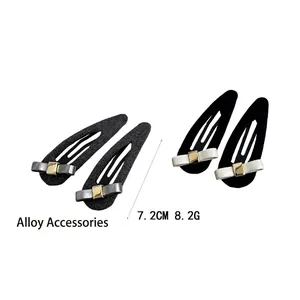 Lot de barrettes à cheveux à nœuds avec paillettes sombres et tissu noir chic