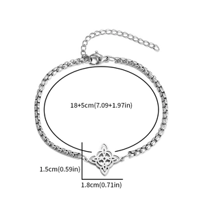 Edelstahl-Armband mit keltischem Hexenknoten, Karabinerverschluss und Verlängerungskette